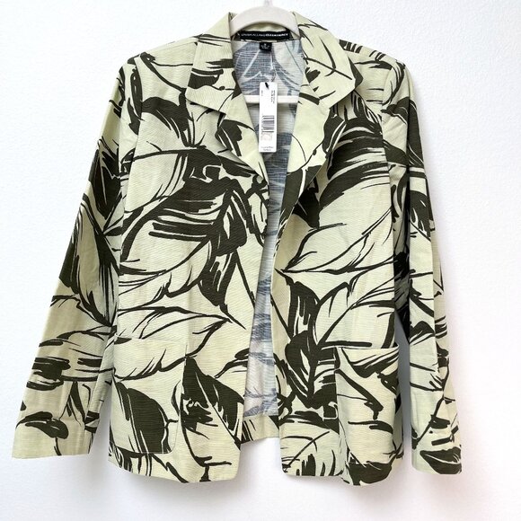 *NWT* Linda Allard Ellen Tracy Tropical Leaf Green Blazer Shoulder Pads Sz 8 - Picture 1 of 12